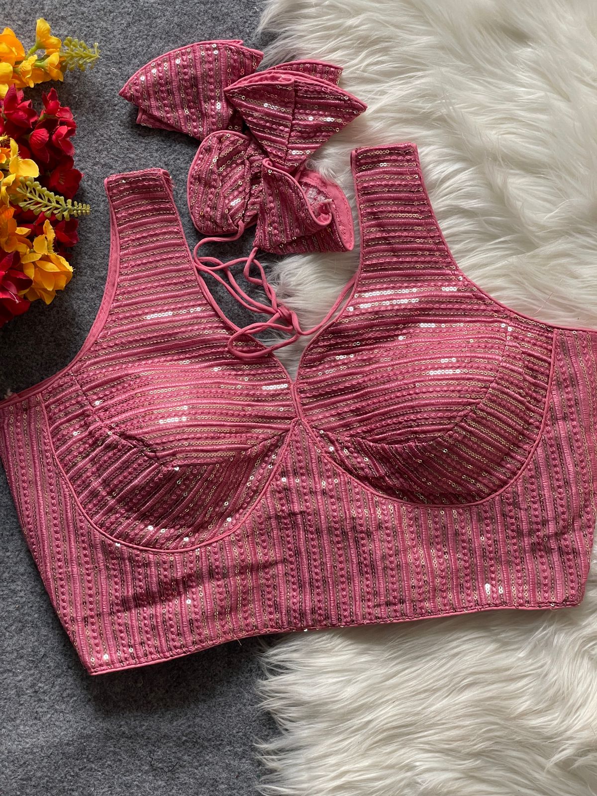 Ready made Georgette Blouse, Beautiful Blouse, Hevi Thread Embroidery With Sequence Embroidery Work Blouse