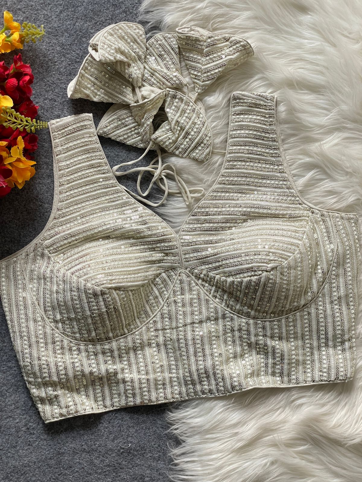 Ready made Georgette Blouse, Beautiful Blouse, Hevi Thread Embroidery With Sequence Embroidery Work Blouse