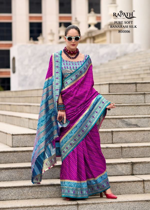 Purple Pure Soft Banarasi Silk Saree. Crafted from premium-quality silk, Bollywood Saree
