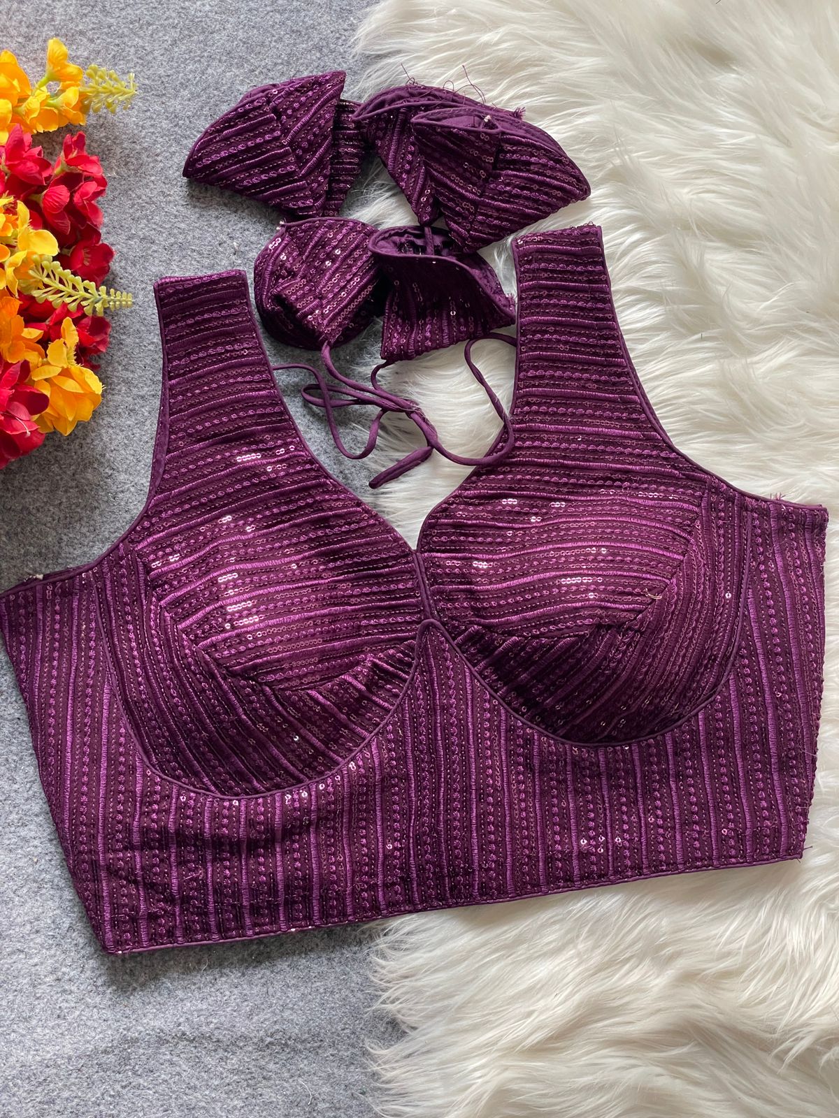 Ready made Georgette Blouse, Beautiful Blouse, Hevi Thread Embroidery With Sequence Embroidery Work Blouse