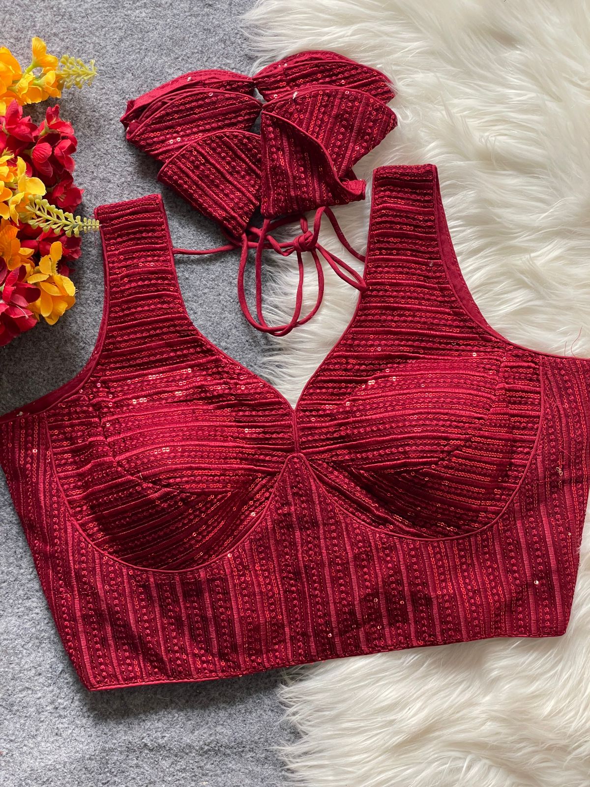 Ready made Georgette Blouse, Beautiful Blouse, Hevi Thread Embroidery With Sequence Embroidery Work Blouse