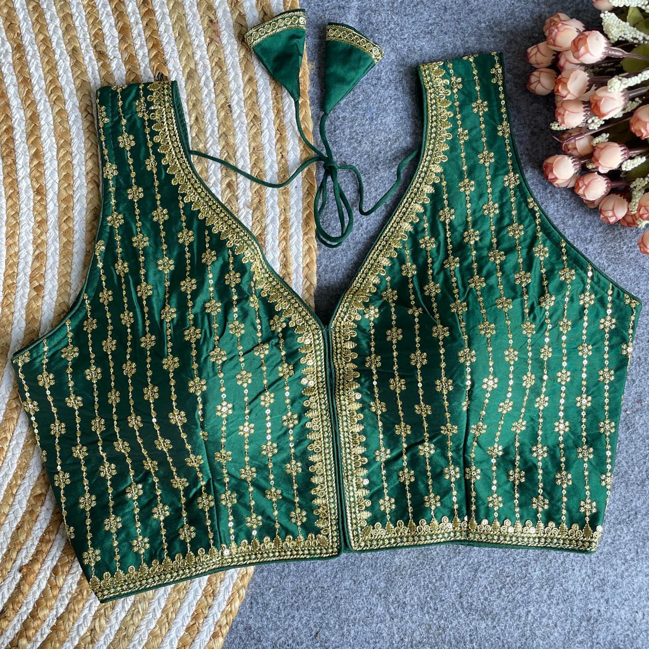 Hevi Thread zari With Sequence Embroidery Work Blouse