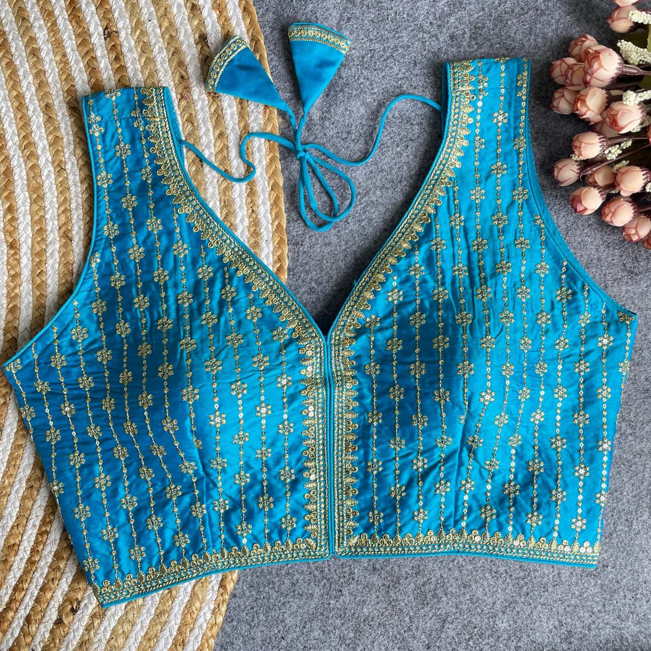 Ready made Blouse, Beautiful Blouse, Hevi Thread zari With Sequence Embroidery Work Blouse
