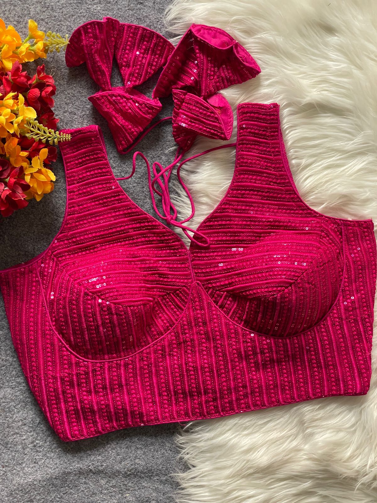 Ready made Georgette Blouse, Beautiful Blouse, Hevi Thread Embroidery With Sequence Embroidery Work Blouse