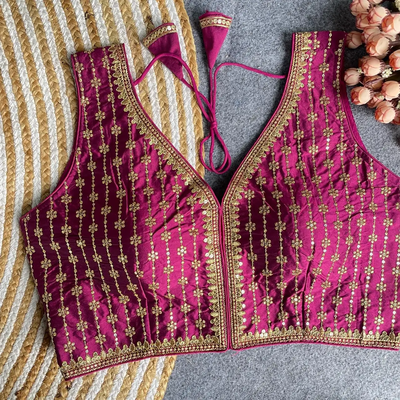 Ready made Blouse, Beautiful Blouse, Hevi Thread zari With Sequence Embroidery Work Blouse