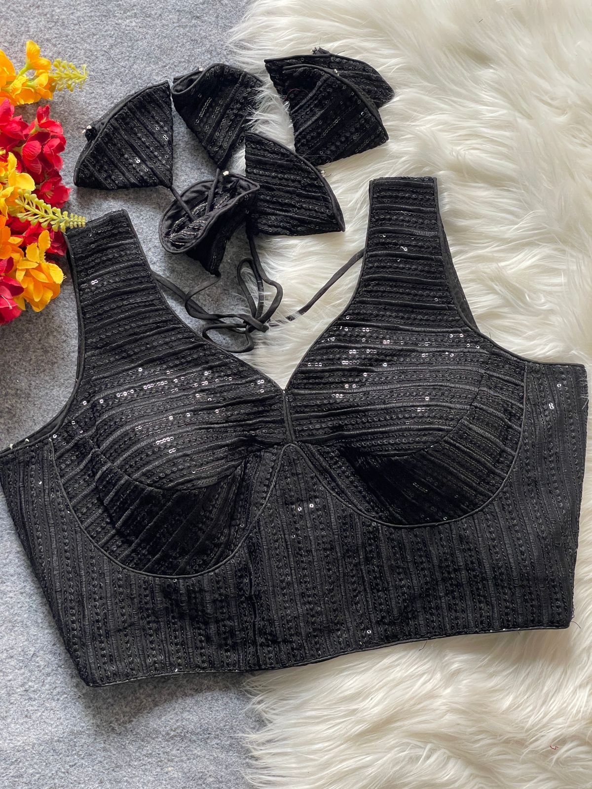 Ready made Georgette Blouse, Beautiful Blouse, Hevi Thread Embroidery With Sequence Embroidery Work Blouse